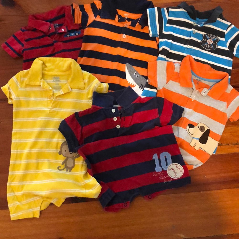 6 Collared Onesies 18mos
